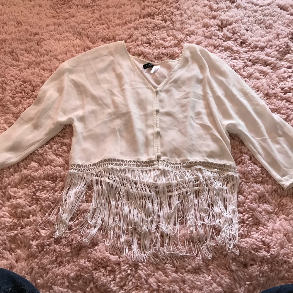 White fringe top